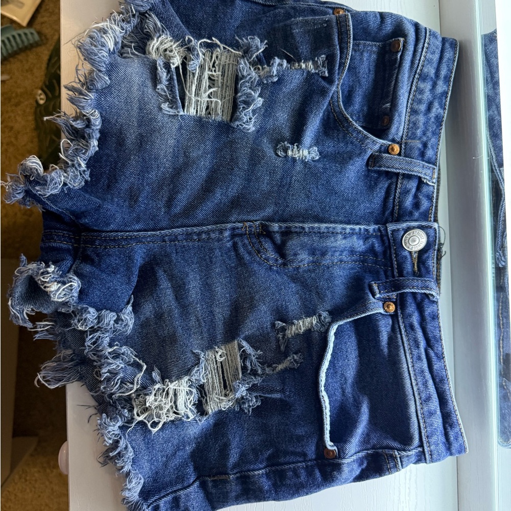 Distressed Denim Shorts